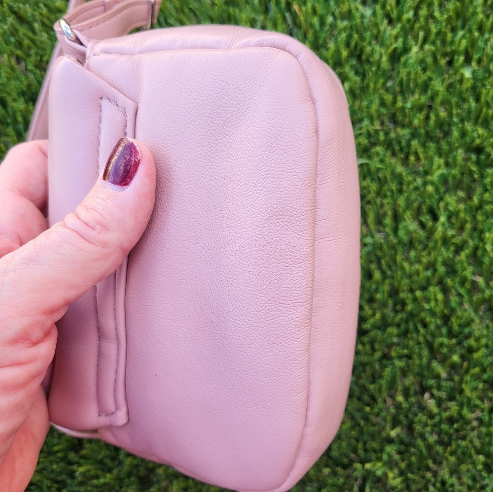 Zara Pink Soft Faux Leather Heart Mini Crossbody Bag. - Picture 7 of 16